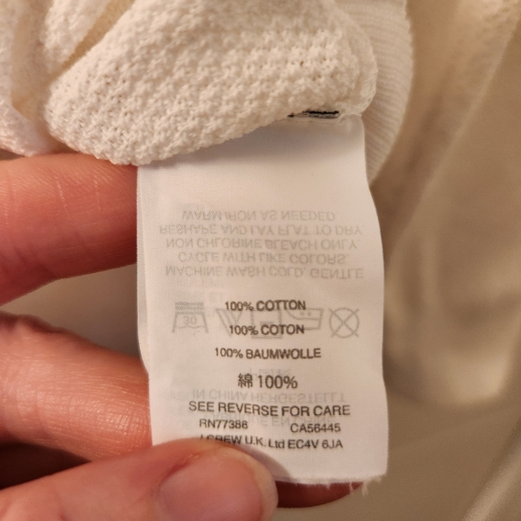 J. Crew Womens White Eyelet Bib Sweater Size M 100% Cotton - Picture 5 of 5